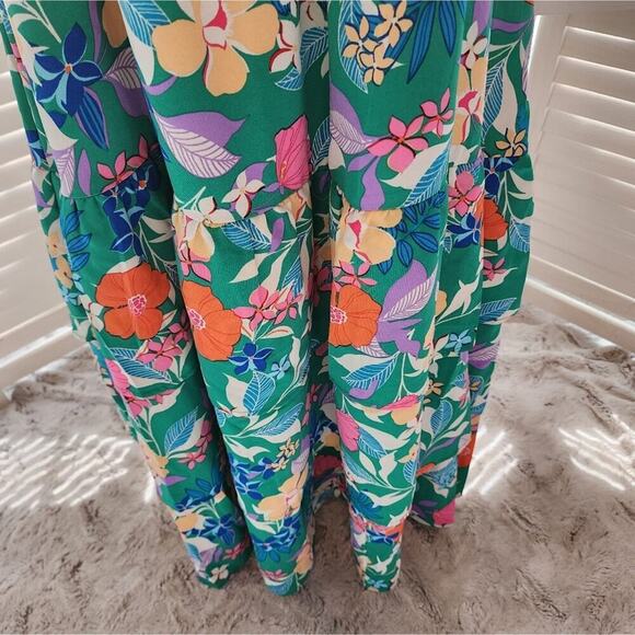 BOUTIQUE GREEN NWOT FLORAL RUFFLE PEPLUM LINED MAXI DRESS MULTIPLE SIZES - Picture 6 of 9